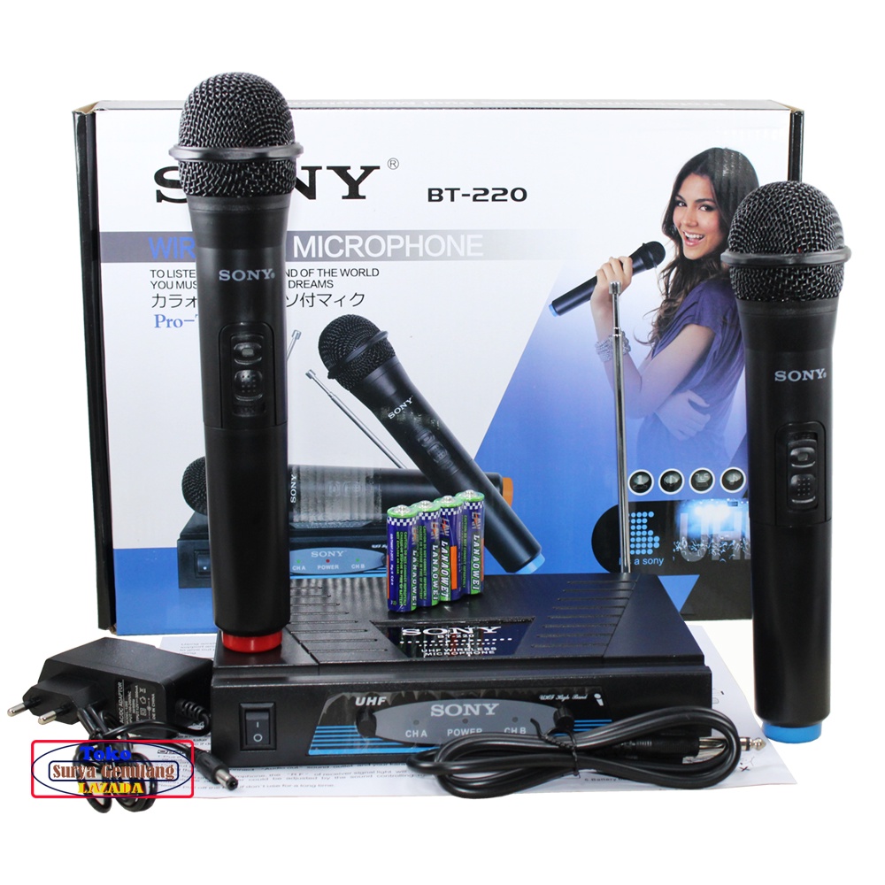 Mic Wireless Sony BT 220 Wireless Double Mik microphone tanpa kabel