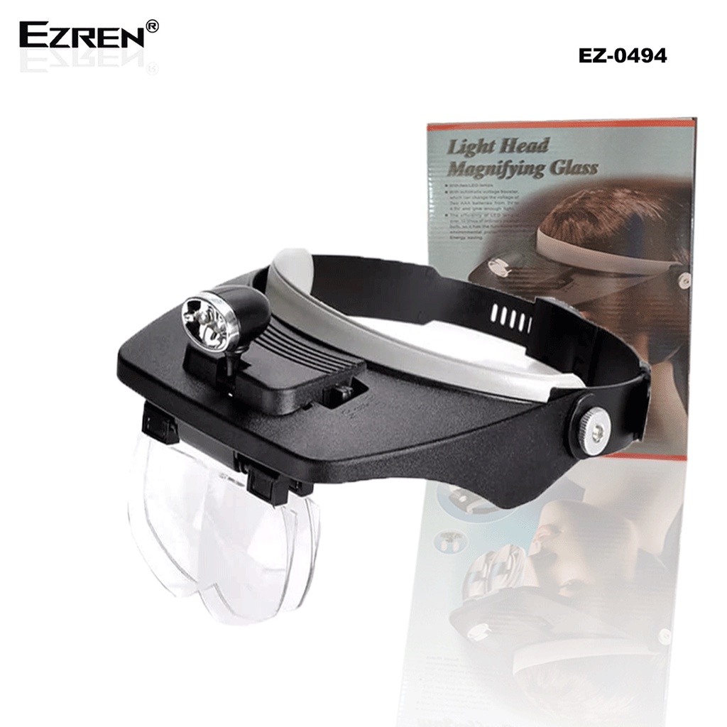 Ezren EZ-0494 Light Head Magnifying Glass Kaca Pembesar Model Topi Led