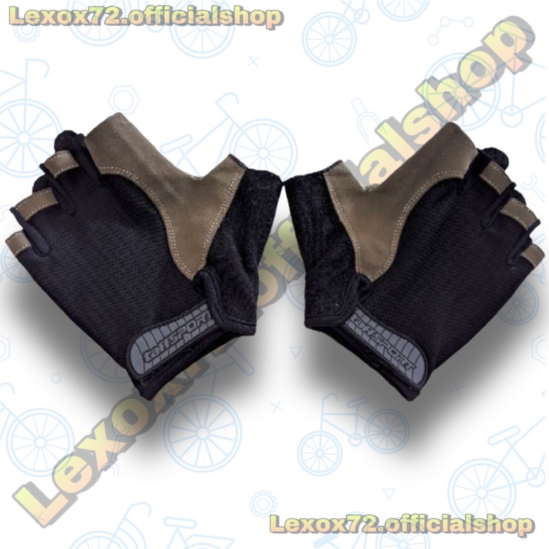 (COD) sarung tangan sepeda taffsport half fingger black-grey