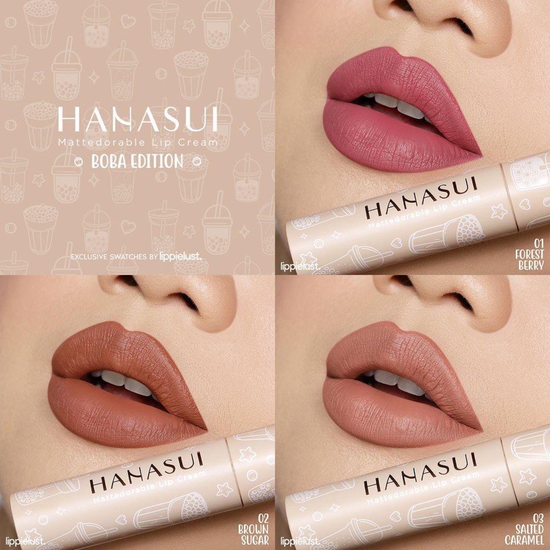 Hanasui Lipcream Boba Edition / Lipstik Hanasui Matterodable - BPOM ( 1Kg Muat 65Pcs ) (BPOM)