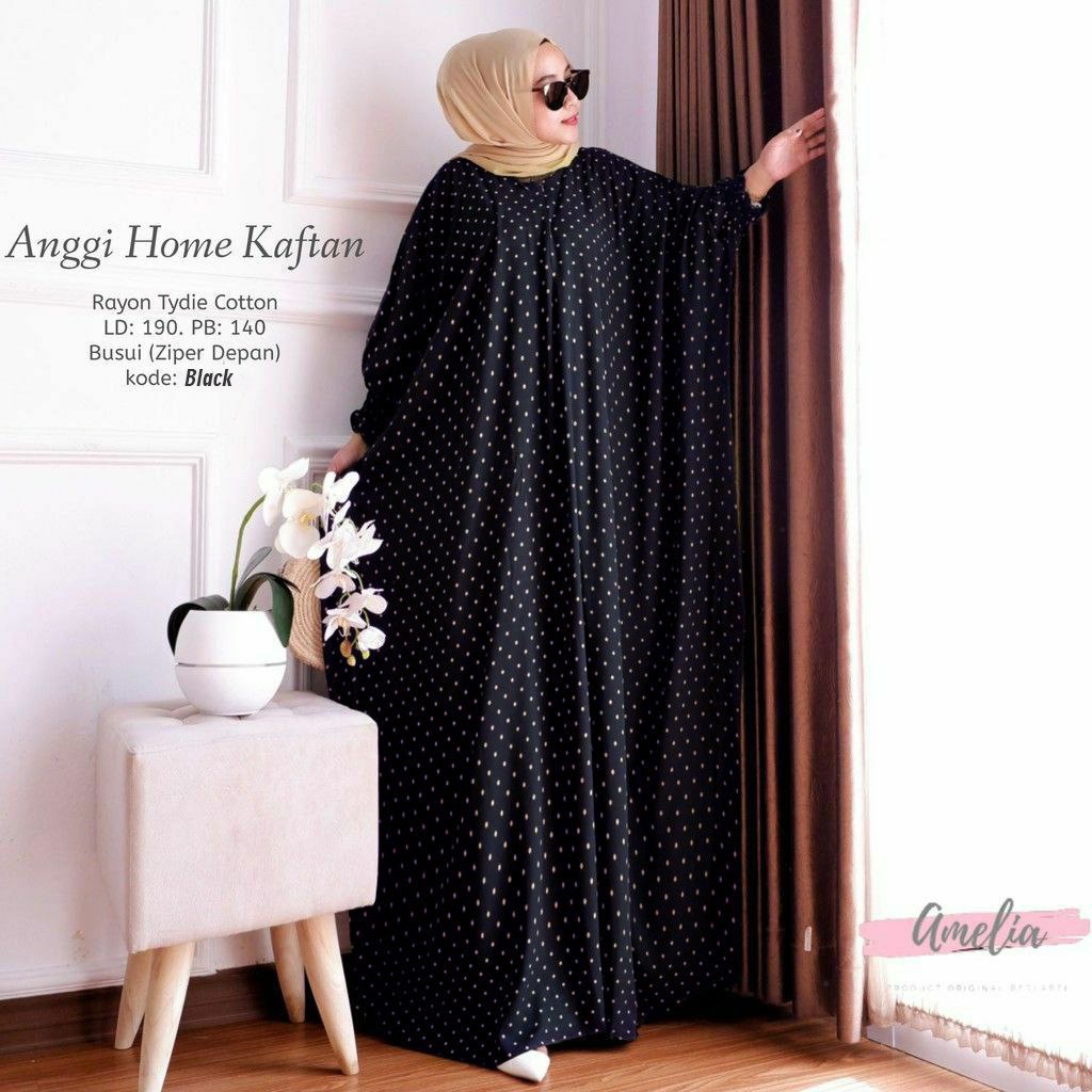 Kaftan Keisha - Kaftan Wanita Jumbo Katun Rayon  Busui Daster Polkadot Bigsize Fashion Kekinian LD 190 cm