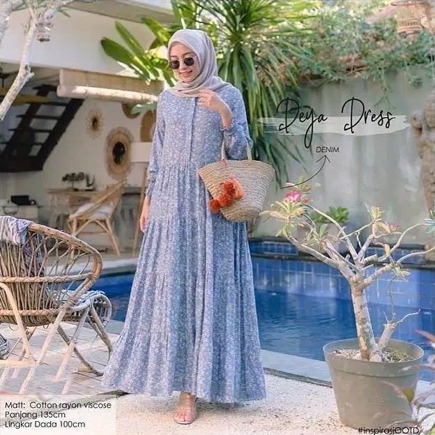 baju muslim gamis maxi maxy mewah elegan wanita pantai vintage dress