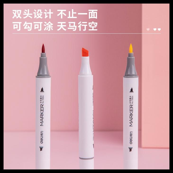 

TERBARUU!! Deli Color Water-based Double Tip Marker Spidol Ujung Ganda 70804 PROMO