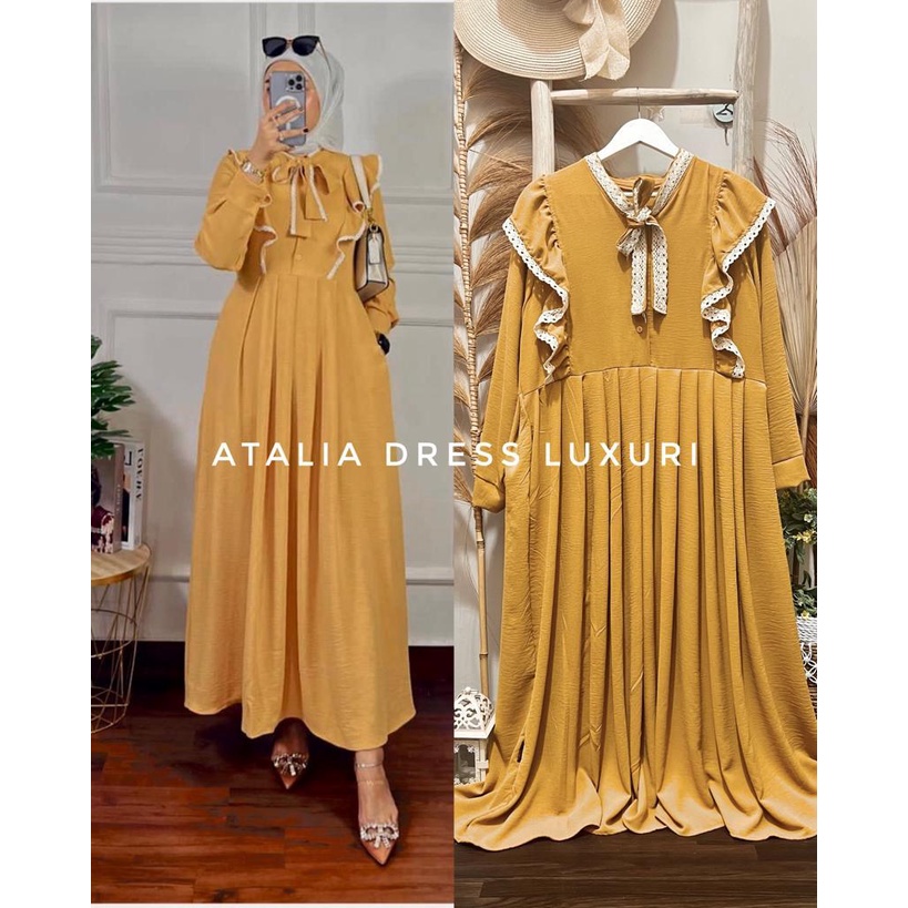 Atalia Dress Luxury Crinkle Airflow Kombinasi Renda/ LARISA DRES