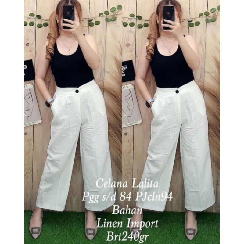 Celana Kulot Lalita Premium Linen Import Fit S-XL (Lp 74-94 cm)-2
