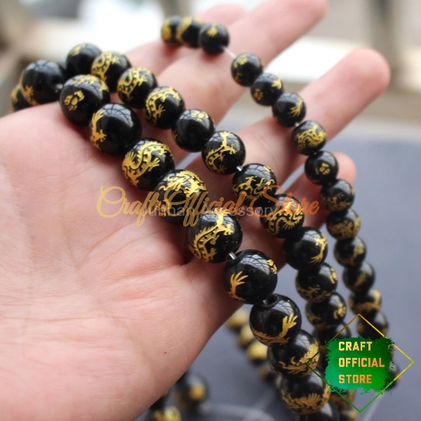 Bahan Gelang Batu Tibet Motif Naga Emas Bahan Craft &amp; DIY