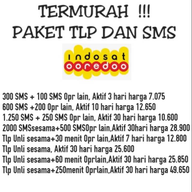 PROMO PAKET TLP DAN SMS INDOSAT IM3 MENTARI