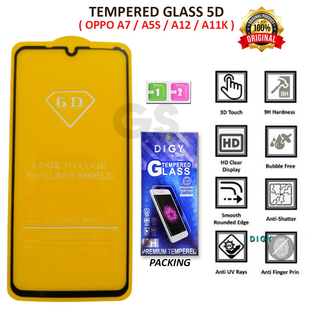 Tempered Glass  5D 10D OPPO A5S A7 A12 A11K A8 A31 A37 NEO 9 A52 A72 A92 A53 A33 A32 A91 F15 RENO 3