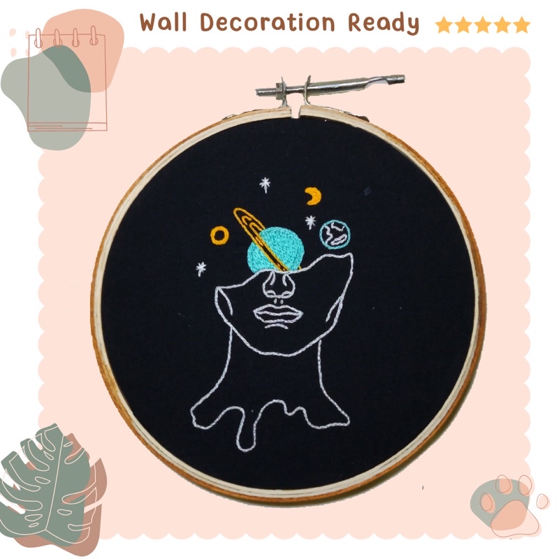 [Hasil Jadi] Embroidery Black Galaxy-01 Wall Decoration - Hiasan dinding sulam tangan handmade