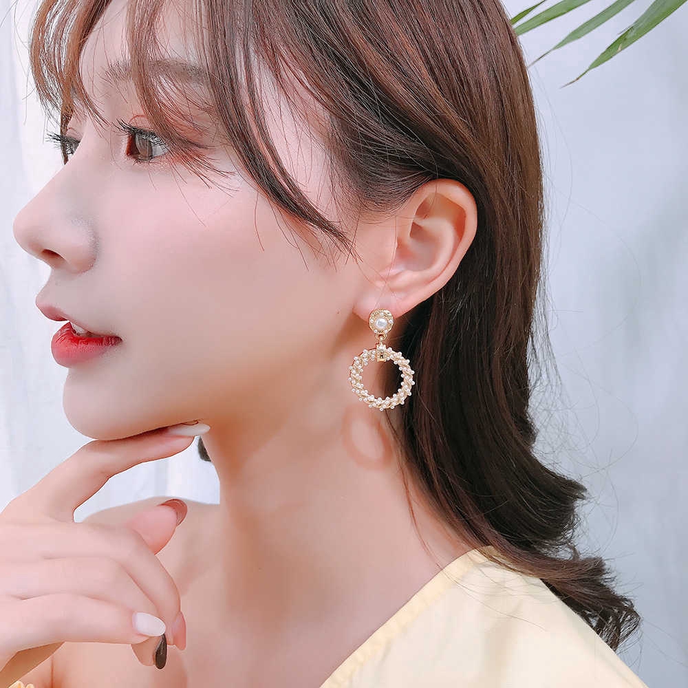 Korea Perak 925 Anting Mutiara Bulat Emas Hotel Deluna IU Anting