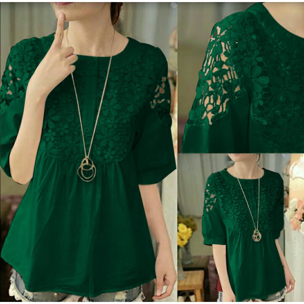 *[HNFK] Blouse Bronita / Blouse Brukat / Blouse Veny / Blouse Korea / Blouse Wanita Brukat / Atasan Korea