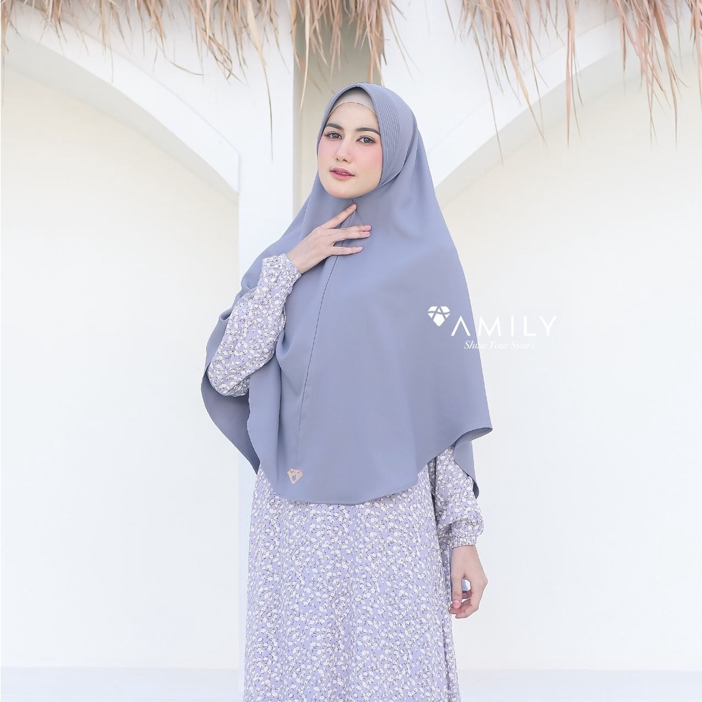 KHIMAR SYARI KERUDUNG JILBAB JUMBO AMILY HIJAB OZZY GROSIR BERGO SERAGAM ANTEM HARDPAD TOPI ANTI TEM