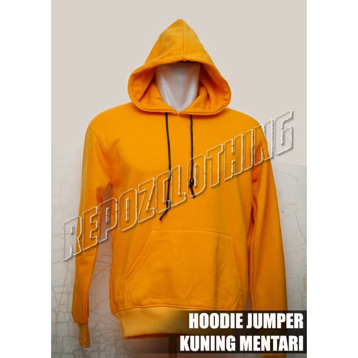 jaket sweater hoodie polos kuning