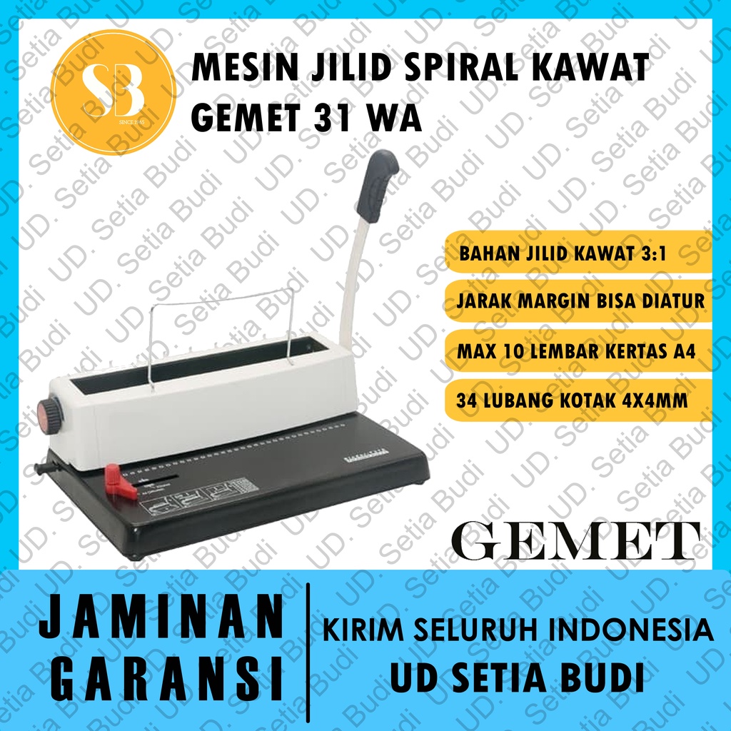 Mesin Jilid Spiral Kawat GEMET 31 WA Asli dan Bergaransi