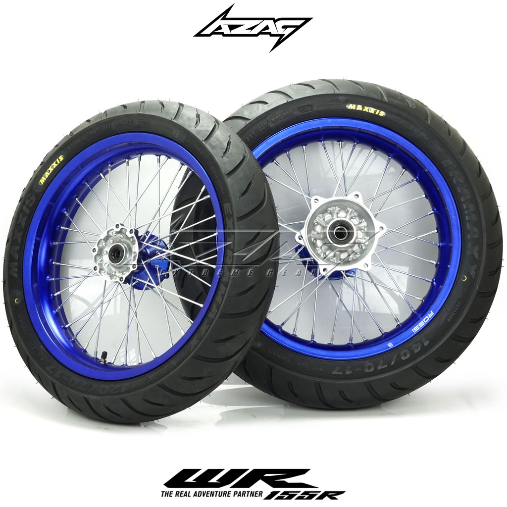 ban set ring 17 supermoto yamaha wr 155 rossi wilwood maxxis blue