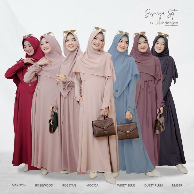 Ready stok Sasmaya by idb free masker gamis set syari