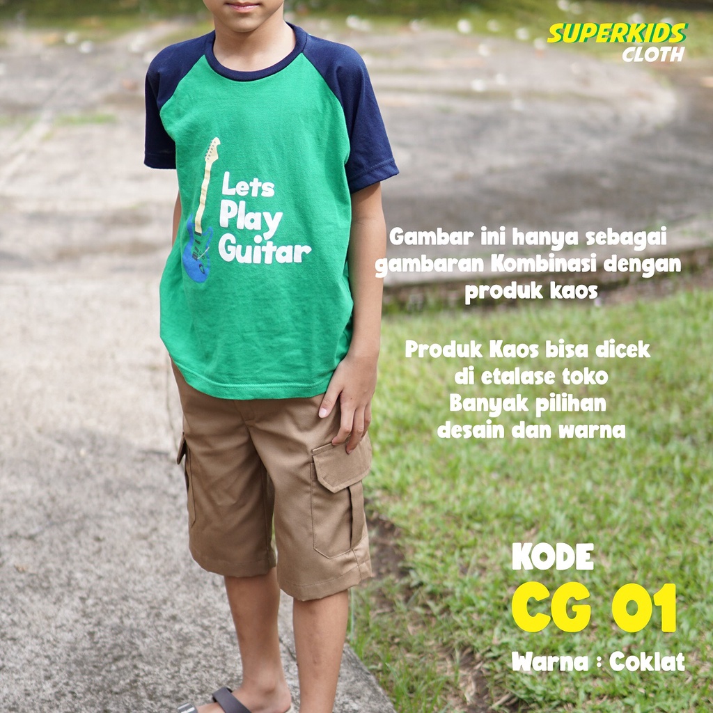 CELANA ANAK LAKI LAKI CARGO PENDEK / CELANA ANAK COWOK CARGO SUPERKIDS CLOTH 1 - 11 TAHUN