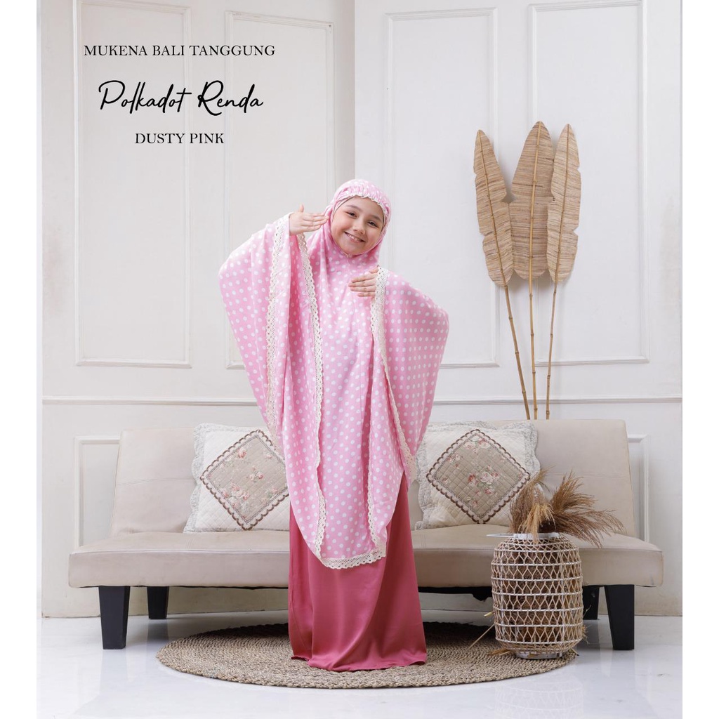 MUKENA BALI TASIK - MUKENA ANAK BALI TANGGUNG POLKADOT RAYON