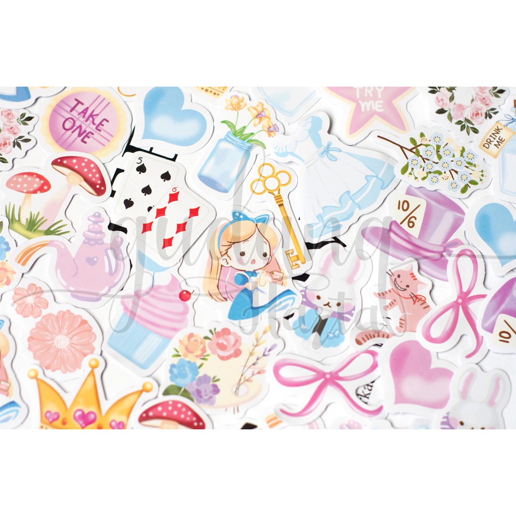 Stiker Jumping Alice in Wonderland Lompat Kelinci Rabbit Card Lucu Sticker DIY Scrapbook GH 303404