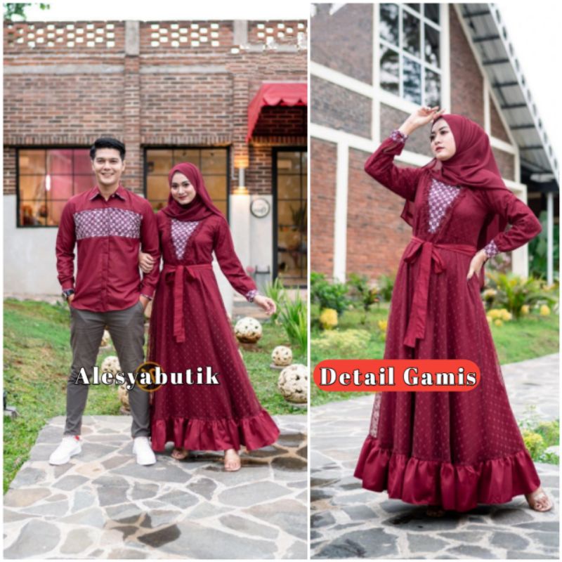 BAJU COUPLE LEBARAN 2022 GAMIS MEWAH ELEGANT PASANGAN PESTA KONDANGAN BAJU KAPELAN KELUARGA TUNANGAN
