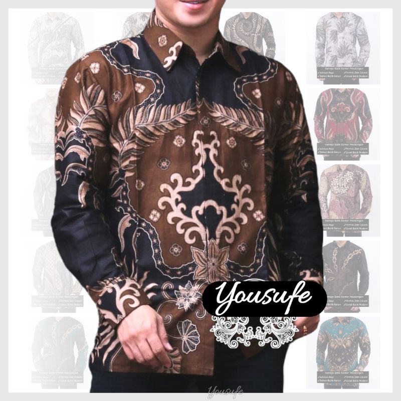 Kemeja Batik Pria Motif Premium Kenzo Coklat Terbaru KZC021