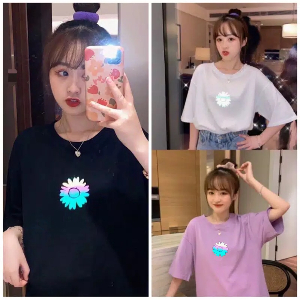 Baju atasan wanita kaos oversize kupu kupu