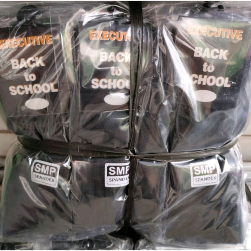 ( grosir ) 1 lusin kaos kaki sekolah SD SMP SMA hitam polos panjang sebetis / bahan spandek katun lembut / isi 12 pasang