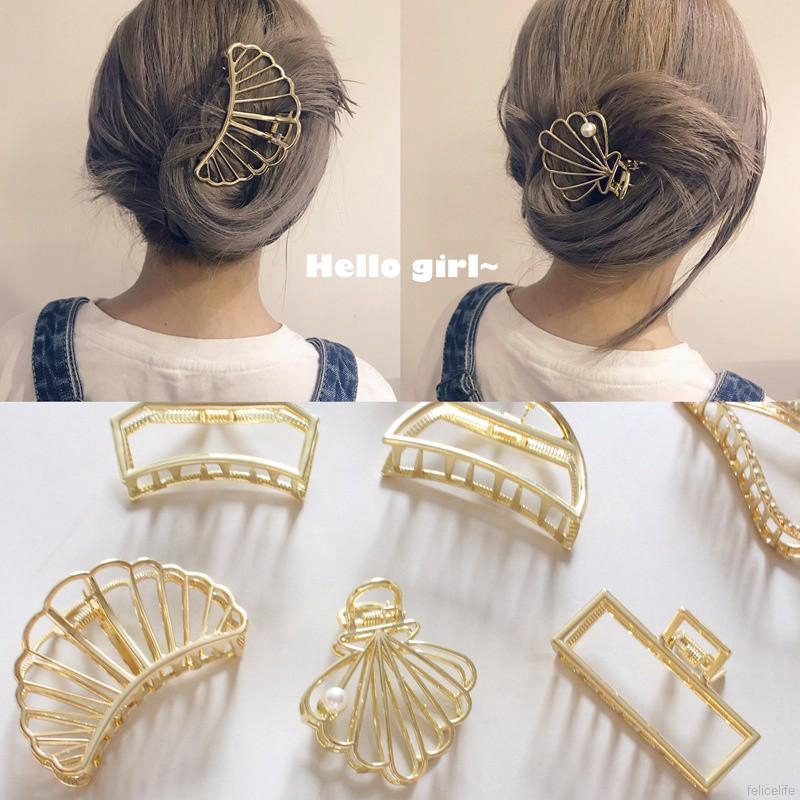 Simple Retro Metal Hollow Out Geometric Hair Claws Hairpin Hair Accessories