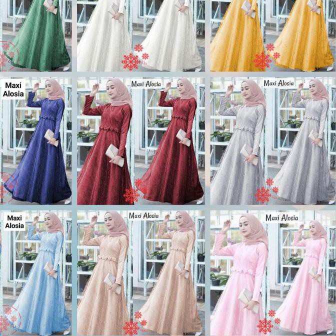 ☼ MAXI ALOSIA GAMIS BRUKAT FASHION MUSLIM GAMIS MUSLIM ➯