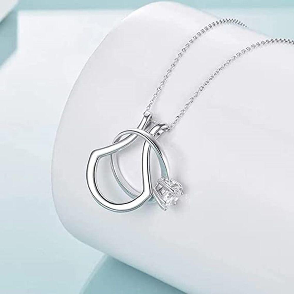 Lily U-shaped Necklace Elegan Hadiah Pertunangan Bergigi Kalung Liontin Stainless Steel