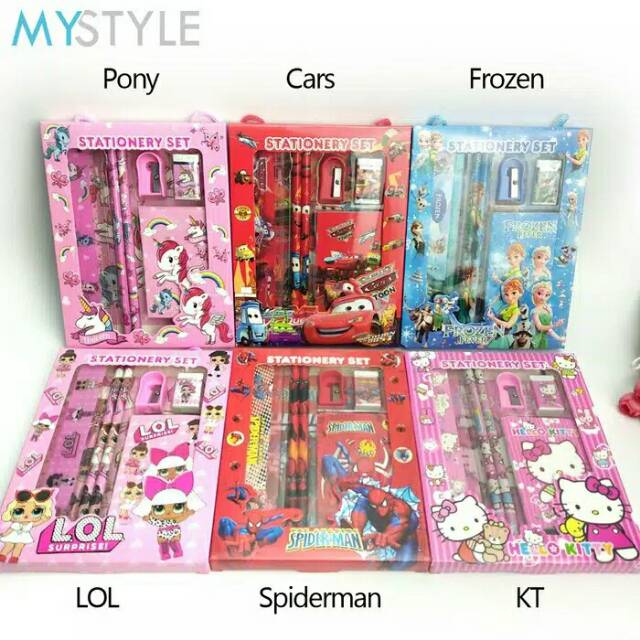 

Stationery Set 6 in 1 Paket Alat Tulis Anak Karakter Kartun