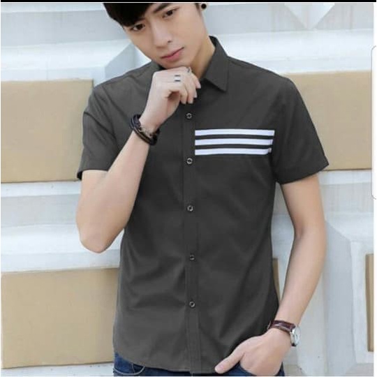 Kemeja slimfit lengan pendek murah putih REGULER dewasa Y1S3 lengan panjang Modern original premium 