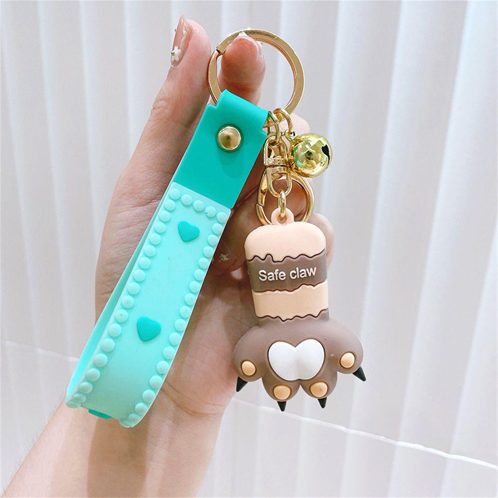 Lanfy Gantungan Kunci Kaki Kucing Kemasan Dekorasi Fashion Dengan Bell Gantungan Kunci Perhiasan Hadiah Ransel Liontin Fortune Paw