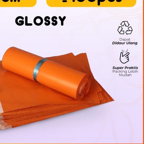 

♀ Plastik Packing Polymailer Warna Orange 28x42 isi 100 pcs Tebal Gloosy ☈