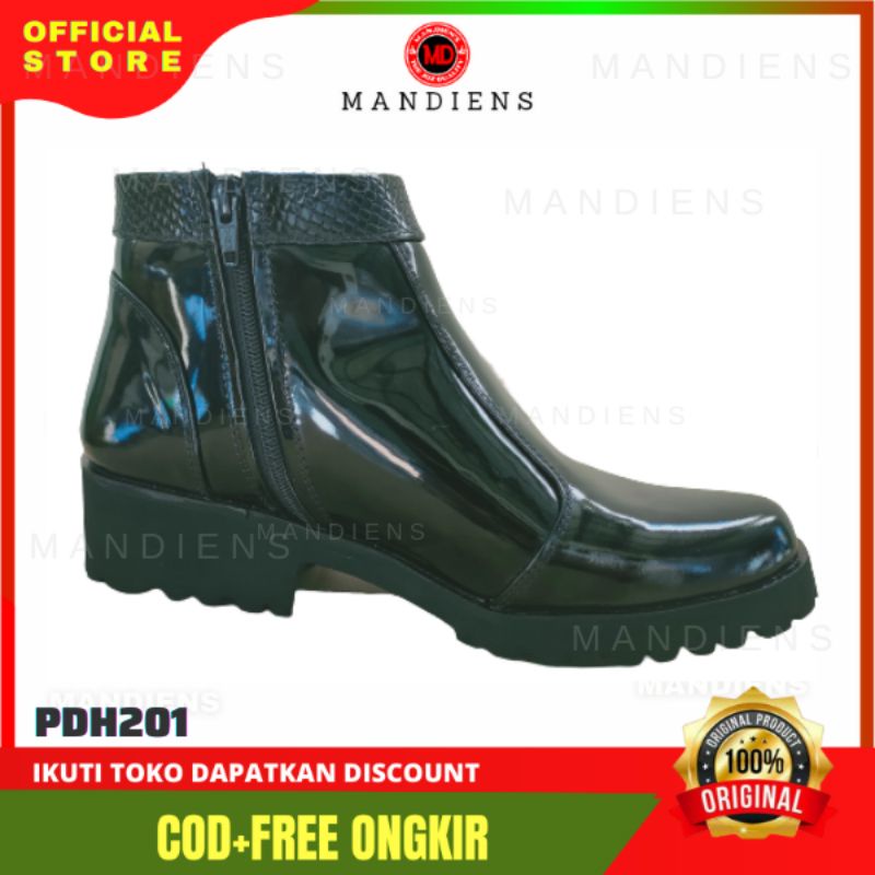 MANDIENS - Sepatu Boots Wanita Medali PDH 201 Bahan Kulit Sapi Asli - Pdl Sus Polwan Dishub Security