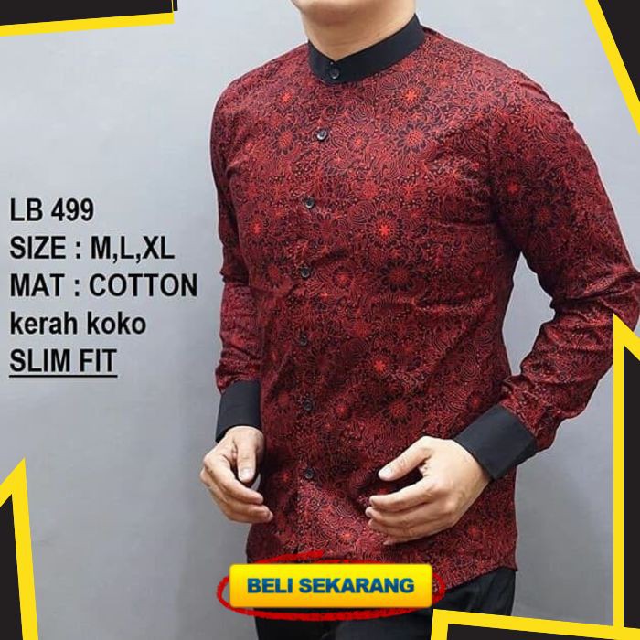 LB499 KEMEJA BATIK PRIA SLIM FIT MEWAH UNIK BAJU BATIK PRIA BEST SELLER EDISI IMLEK