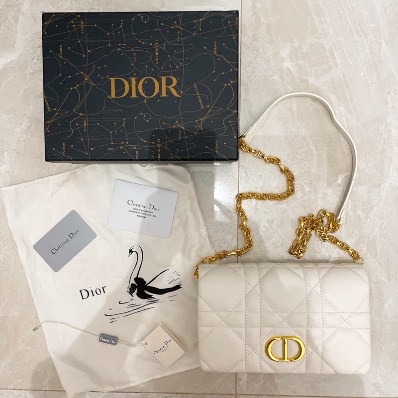 Tas Dior WOC Macrocannage Pouch Putih/Latte GHW (preloved)