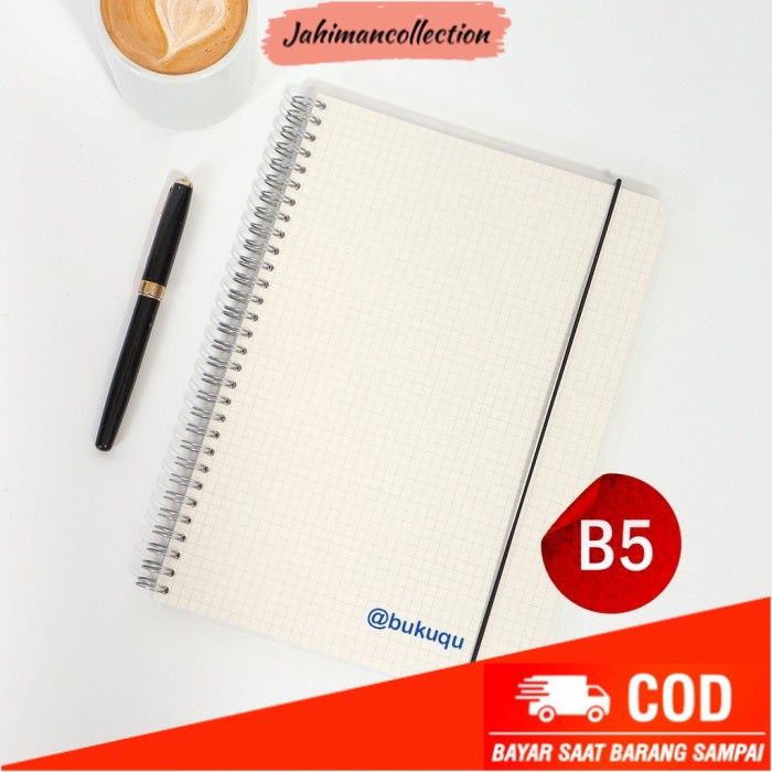 

✨ BISA COD ✨ Notebook Spiral DOT/GRID B5 by Bukuqu - Cream Paper, Plain