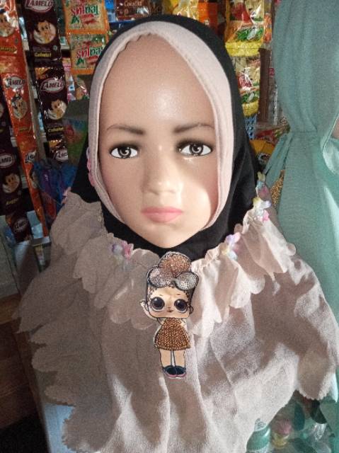 Jilbab anak led 3-7 tahun 2 rempel susun