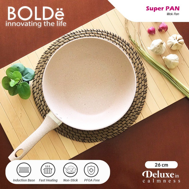 BOLDE Super Pan WOK 26 cm BEIGE - Wajan Kompor Induksi