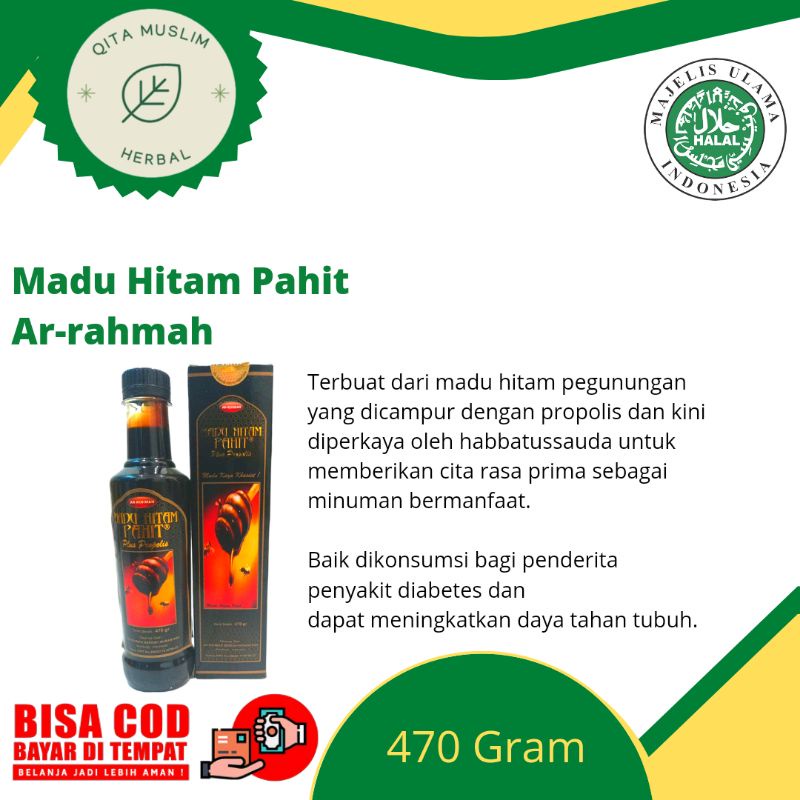 

Madu Hitam Pahit Ar-Rohmah 470 Gram ( Madu Kaya Khasiat )