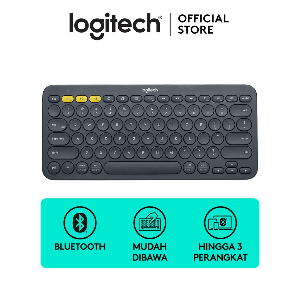 Logitech K380 Keyboard Wireless Bluetooth Multi-Device untuk Windows, Mac, Chrome OS, Android, iOS – Graphite