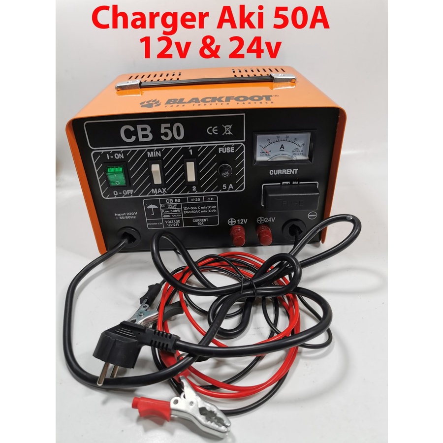 ORI BLACKFOOT Charger Baterai Aki TRUK Mobil Motor Cas Aki 50 A