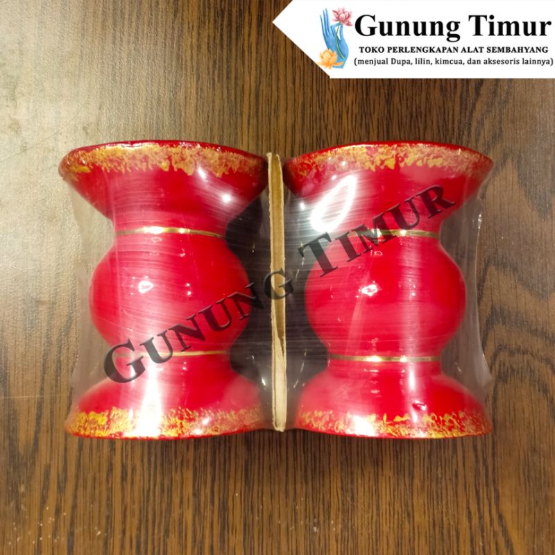 Tempat lilin tanah liat / Candle Holder Kualitas bagus warna merah