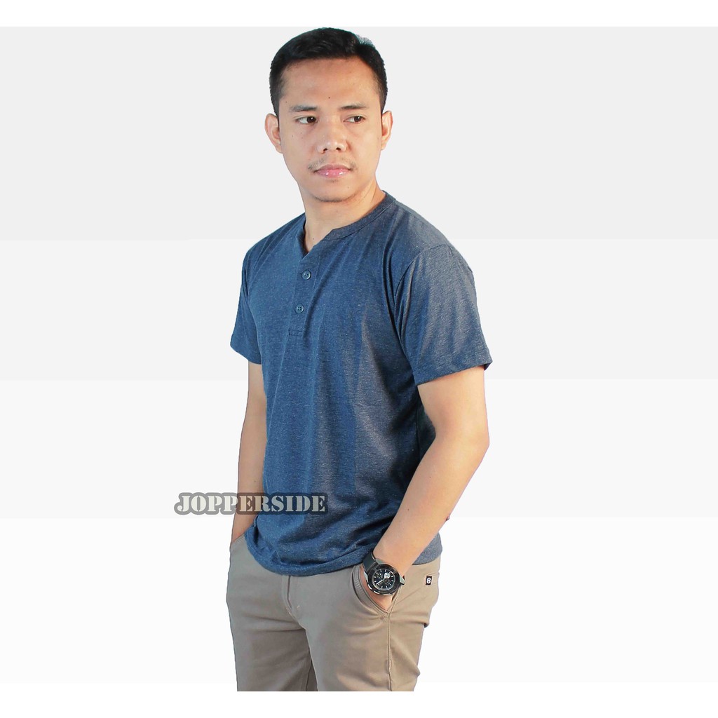 [ COD PABRIK ] Jopperside baju kaos polos kancing henley katun combed premium pria tb2