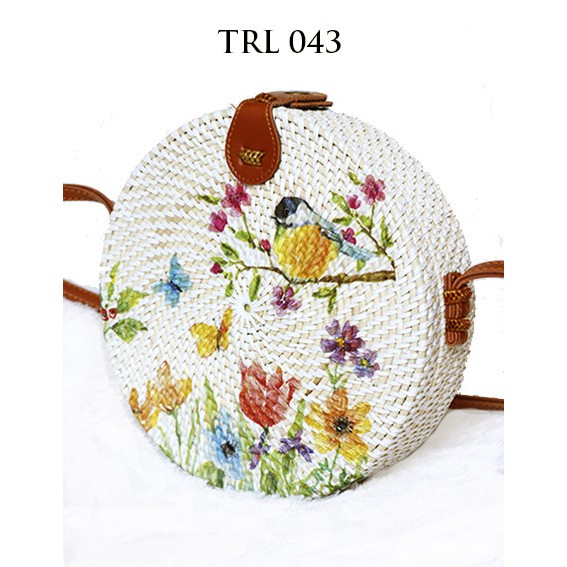 

Grosir Tas Rotan Bali Lukis Decoupage Bunga dan Burung TRL043