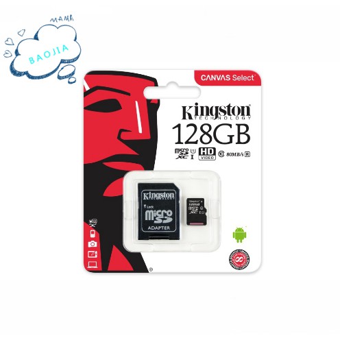 Kingston Kartu Memori Kelas Kanvas 16GB 32GB 64GB 128GB 128GB Micro SDHC 80mb / s TF