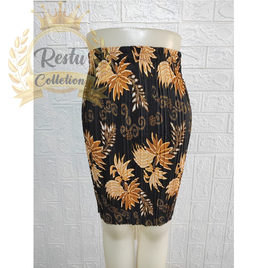 COD Rok Pendek Plisket Batik Bawahan Wanita Kebaya Bahan Semi Silk Sutra Premium Bermacam Macam Motif Terlengkap