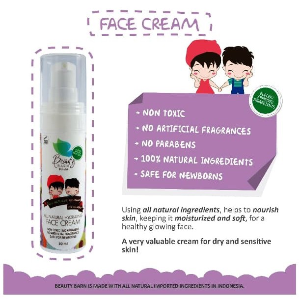 Beauty Barn Baby Kids Face Cream 30ml Krim Muka Wajah Bayi Anak 30 ml