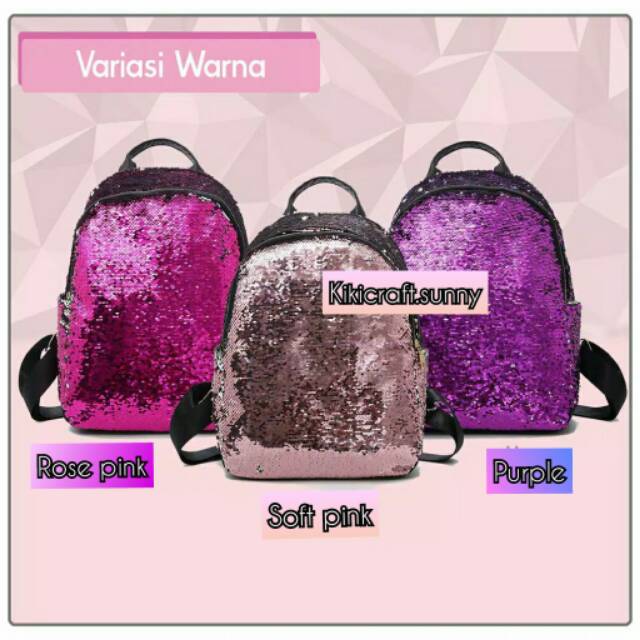 Tas sequin anak size besar / tas ransel anak sd / tas sekolah sequin